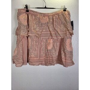 Universal Thread Pink Bandana Paisley Tiered Mini Skirt XXL Boho Ruffle
